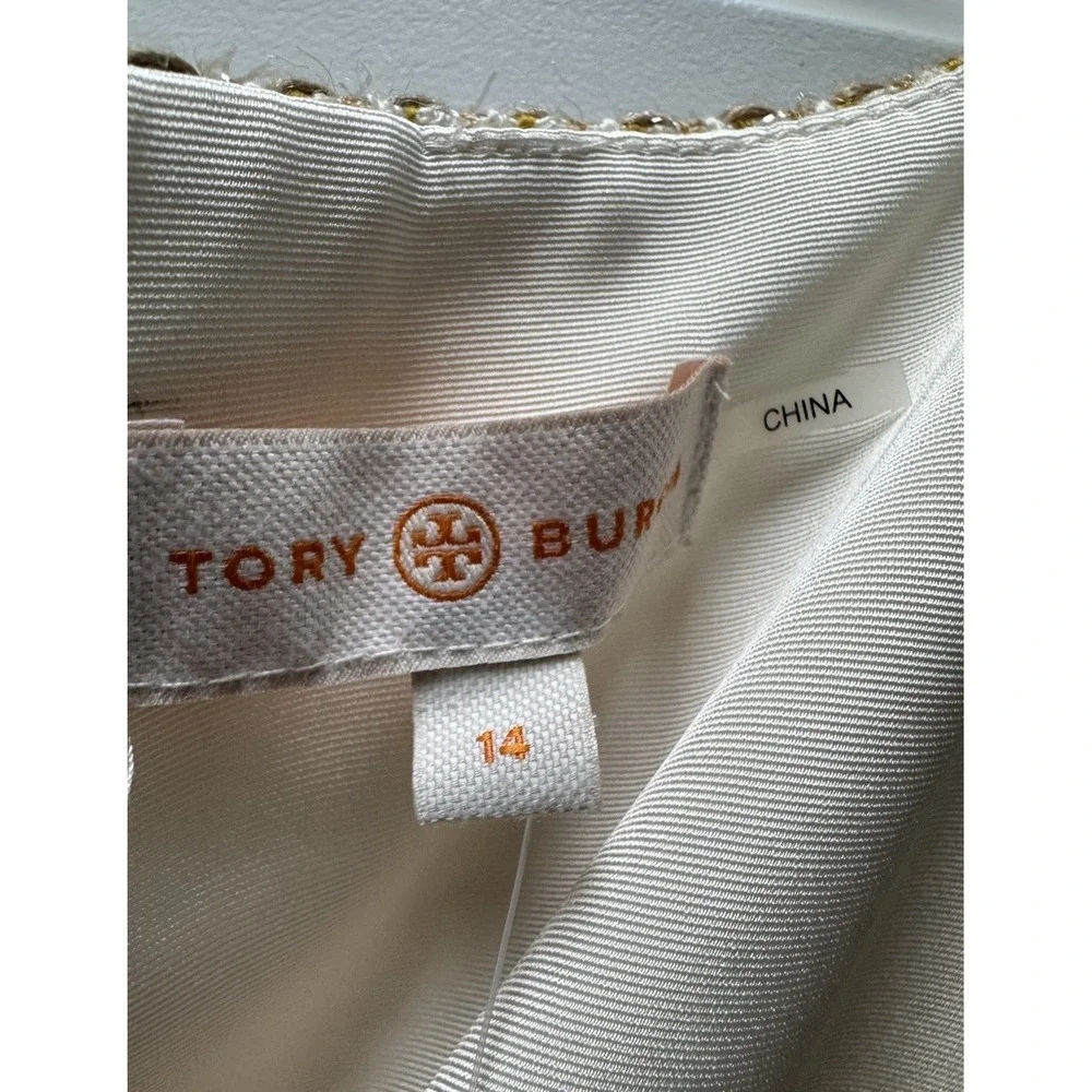 Tory Burch NWT Emma Dress Size 14 Yellow Sunglow Tweed Sleeveless Sheath‎